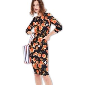 ZARA Floral Print Stretchy Midi Dress